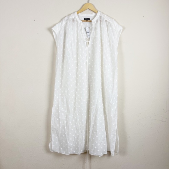 J. Crew Tunic Pom Pom White Midi Dress Size Large - Picture 1 of 7